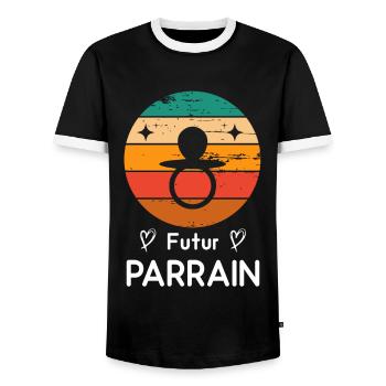 Futur Parrain naissance grossesse retro - T-shirt contrasté Homme - noir/blanc - Devant - AI Model Female 172 light (172cm) & AI Model Male 178 light (178cm)