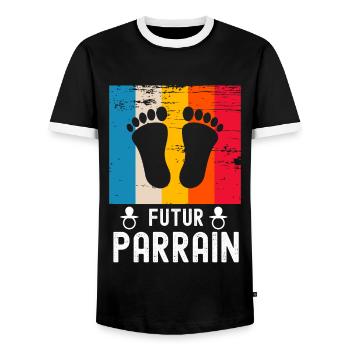 Futur Parrain cadeau naissance vintage - T-shirt contrasté Homme - noir/blanc - Devant - AI Model Female 172 light (172cm) & AI Model Male 178 light (178cm)