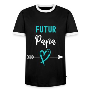 Futur papa père cadeau annonce grossesse papa - T-shirt contrasté Homme - noir/blanc - Devant - AI Model Female 172 light (172cm) & AI Model Male 178 light (178cm)