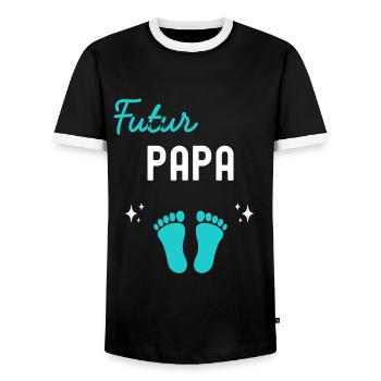 Futur papa cadeau naissance grossesse papa - T-shirt contrasté Homme - noir/blanc - Devant - AI Model Female 172 light (172cm) & AI Model Male 178 light (178cm)