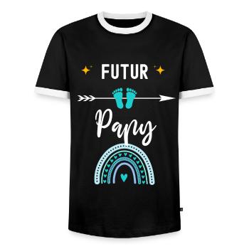 futur papy cadeau naissance papy grand-père - T-shirt contrasté Homme - noir/blanc - Devant - AI Model Female 172 light (172cm) & AI Model Male 178 light (178cm)