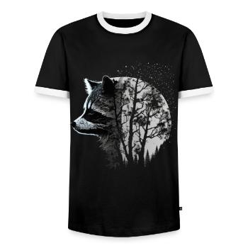Raccoon Animal Motif Gift Animal Forest Funny - Men's Ringer Shirt - black/white - Front - AI Model Female 172 light (172cm) & AI Model Male 178 light (178cm)