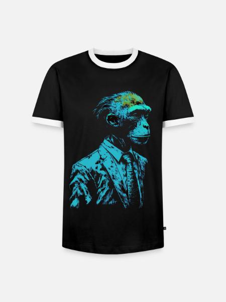 Affe Geschenkidee Monkey Zoo - Männer Kontrast-T-Shirt - Schwarz/Weiß