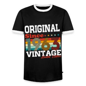 Original 1963 vintage vintage anniversaire rétro - T-shirt contrasté Homme - noir/blanc - Devant - AI Model Female 172 light (172cm) & AI Model Male 178 light (178cm)