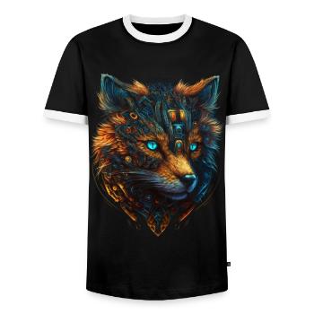 Fuchs Fantasie Tiermotiv Roboter Geschenk Tier - Männer Kontrast-T-Shirt - Schwarz/Weiß - Vorne - AI Model Female 172 light (172cm) & AI Model Male 178 light (178cm)