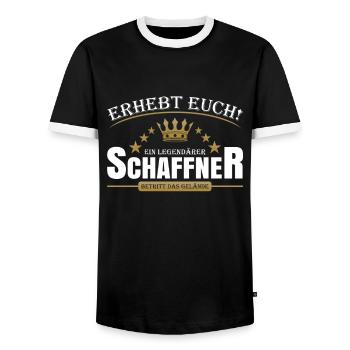 Schaffner - Männer Kontrast-T-Shirt - Schwarz/Weiß - Vorne - AI Model Female 172 light (172cm) & AI Model Male 178 light (178cm)