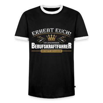 Berufskraftfahrer - Männer Kontrast-T-Shirt - Schwarz/Weiß - Vorne - AI Model Female 172 light (172cm) & AI Model Male 178 light (178cm)