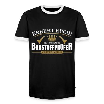 Baustoffprüfer - Männer Kontrast-T-Shirt - Schwarz/Weiß - Vorne - AI Model Female 172 light (172cm) & AI Model Male 178 light (178cm)