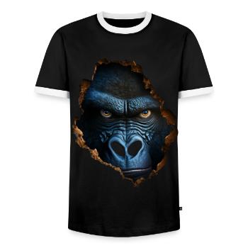 Gorilla Wall Hole Monkey Zoo Animal Costume Cadeau - T-shirt contrasté Homme - noir/blanc - Devant - AI Model Female 172 light (172cm) & AI Model Male 178 light (178cm)