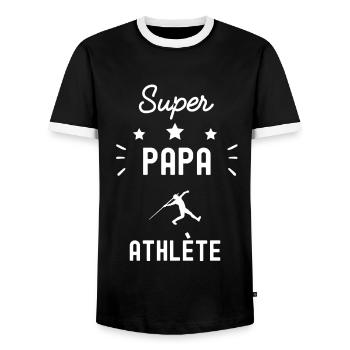 super papa athlète javelot fête des pères - T-shirt contrasté Homme - noir/blanc - Devant - AI Model Female 172 light (172cm) & AI Model Male 178 light (178cm)