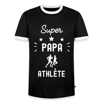 super papa athlète athlé fête des pères - T-shirt contrasté Homme - noir/blanc - Devant - AI Model Female 172 light (172cm) & AI Model Male 178 light (178cm)