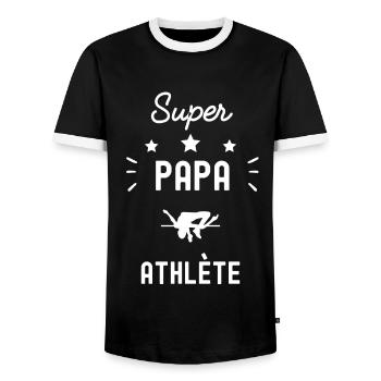super papa athlète saut en hauteur fête des pères - T-shirt contrasté Homme - noir/blanc - Devant - AI Model Female 172 light (172cm) & AI Model Male 178 light (178cm)