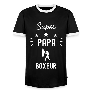super papa boxeur boxe fête des pères - T-shirt contrasté Homme - noir/blanc - Devant - AI Model Female 172 light (172cm) & AI Model Male 178 light (178cm)