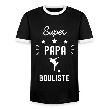 super papa bouliste bowling fête des pères - T-shirt contrasté Homme - noir/blanc - Devant - AI Model Female 172 light (172cm) & AI Model Male 178 light (178cm)
