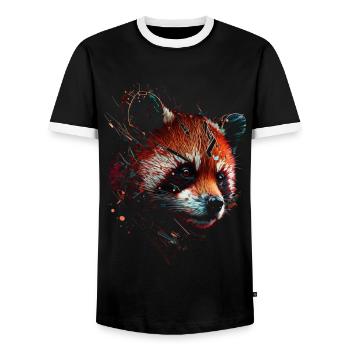 Red Panda Gift Panda Bear Art Animal Zoo Motif - Men's Ringer Shirt - black/white - Front - AI Model Female 172 light (172cm) & AI Model Male 178 light (178cm)