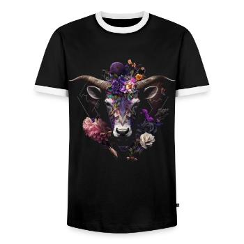 Chèvre Fleurs Art Cadeau Chèvre Animal Ferme - T-shirt contrasté Homme - noir/blanc - Devant - AI Model Female 172 light (172cm) & AI Model Male 178 light (178cm)