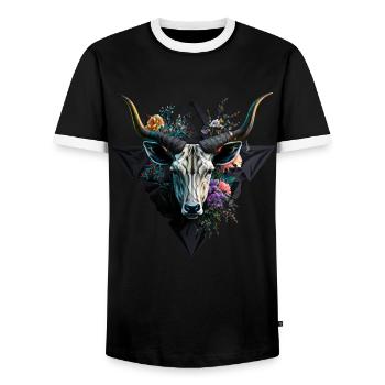 Chèvre Fleurs Art Cadeau Chèvre Animal Ferme - T-shirt contrasté Homme - noir/blanc - Devant - AI Model Female 172 light (172cm) & AI Model Male 178 light (178cm)