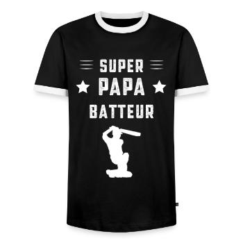 super papa batteur papa cricket cadeau père - T-shirt contrasté Homme - noir/blanc - Devant - AI Model Female 172 light (172cm) & AI Model Male 178 light (178cm)