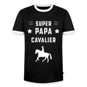 super papa cavalier papa équitation cheval cadeau - T-shirt contrasté Homme - noir/blanc - Devant - AI Model Female 172 light (172cm) & AI Model Male 178 light (178cm)