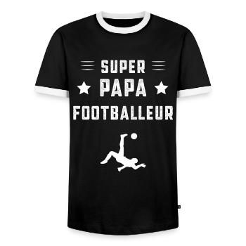 super papa footballeur papa foot cadeau père - T-shirt contrasté Homme - noir/blanc - Devant - AI Model Female 172 light (172cm) & AI Model Male 178 light (178cm)