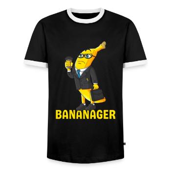 Lustige Manager Banane Erfolg Business Anzug - Männer Kontrast-T-Shirt - Schwarz/Weiß - Vorne - AI Model Female 172 light (172cm) & AI Model Male 178 light (178cm)