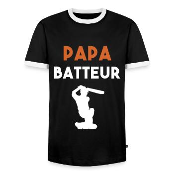 papa batteur cadeau papa cricket - T-shirt contrasté Homme - noir/blanc - Devant - AI Model Female 172 light (172cm) & AI Model Male 178 light (178cm)