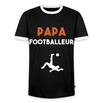 papa footballeur cadeau papa foot - T-shirt contrasté Homme - noir/blanc - Devant - AI Model Female 172 light (172cm) & AI Model Male 178 light (178cm)