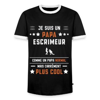 papa escrimeur papa normal escrime - T-shirt contrasté Homme - noir/blanc - Devant - AI Model Female 172 light (172cm) & AI Model Male 178 light (178cm)