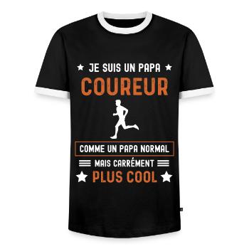 papa coureur normal père footing - T-shirt contrasté Homme - noir/blanc - Devant - AI Model Female 172 light (172cm) & AI Model Male 178 light (178cm)