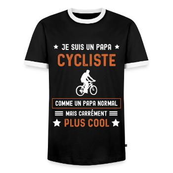 papa cycliste normal père vélo - T-shirt contrasté Homme - noir/blanc - Devant - AI Model Female 172 light (172cm) & AI Model Male 178 light (178cm)