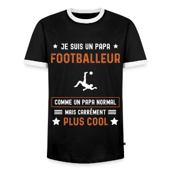 papa footballeur normal père foot - T-shirt contrasté Homme - noir/blanc - Devant - AI Model Female 172 light (172cm) & AI Model Male 178 light (178cm)