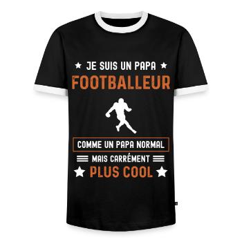 papa footballeur normal père football US - T-shirt contrasté Homme - noir/blanc - Devant - AI Model Female 172 light (172cm) & AI Model Male 178 light (178cm)