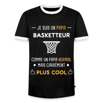 je suis un papa basketteur basket - T-shirt contrasté Homme - noir/blanc - Devant - AI Model Female 172 light (172cm) & AI Model Male 178 light (178cm)