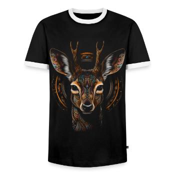 Deer Deer Forest Art Animal Gift Animal Motif - T-shirt contrasté Homme - noir/blanc - Devant - AI Model Female 172 light (172cm) & AI Model Male 178 light (178cm)