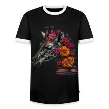 Giraffe Animal Africa Cadeau Animal Lover Zoo - T-shirt contrasté Homme - noir/blanc - Devant - AI Model Female 172 light (172cm) & AI Model Male 178 light (178cm)