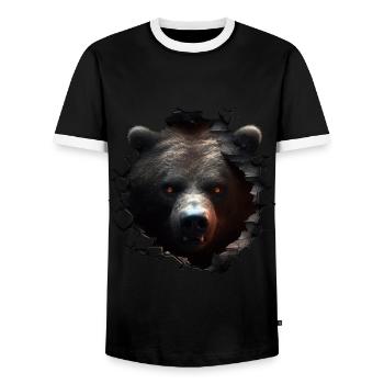 Bear Wall Hole Bag Animal Gift Animal Motif Animals - Men's Ringer Shirt - black/white - Front - AI Model Female 172 light (172cm) & AI Model Male 178 light (178cm)