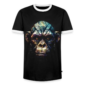 Affe Polygon Kunst Primat Dschungel Tier Geschenk - Männer Kontrast-T-Shirt - Schwarz/Weiß - Vorne - AI Model Female 172 light (172cm) & AI Model Male 178 light (178cm)