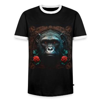 Gorilla Animal Monkey Zoo Animal Motif Animal Lover - Men's Ringer Shirt - black/white - Front - AI Model Female 172 light (172cm) & AI Model Male 178 light (178cm)