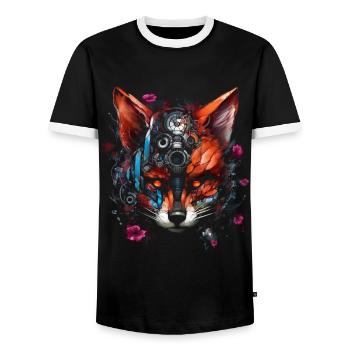Fuchs Tierliebhaber Geschenk Tier Blumen - Männer Kontrast-T-Shirt - Schwarz/Weiß - Vorne - AI Model Female 172 light (172cm) & AI Model Male 178 light (178cm)