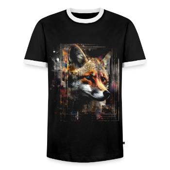 Fox Animal Lover Gift Motif animal sauvage - T-shirt contrasté Homme - noir/blanc - Devant - AI Model Female 172 light (172cm) & AI Model Male 178 light (178cm)