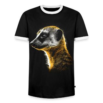 Meerkat Gift Animal Animal Motif - Men's Ringer Shirt - black/white - Front - AI Model Female 172 light (172cm) & AI Model Male 178 light (178cm)