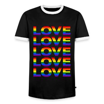 Pride LGBT LGBTQ Rainbow Flag Love CSD Gift - Men's Ringer Shirt - black/white - Front - AI Model Female 172 light (172cm) & AI Model Male 178 light (178cm)