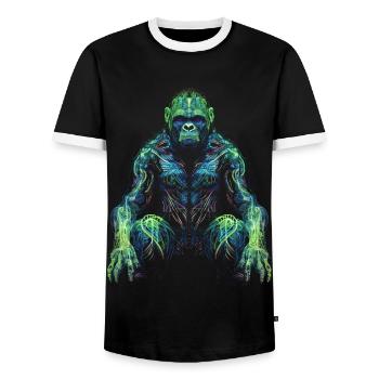 Gorilla Animal Monkey Zoo Animal Motif Animal Lover - Men's Ringer Shirt - black/white - Front - AI Model Female 172 light (172cm) & AI Model Male 178 light (178cm)