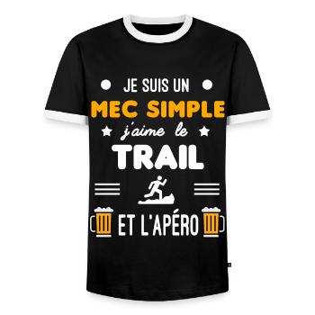 cadeau apéro trail mec simple - T-shirt contrasté Homme - noir/blanc - Devant - AI Model Female 172 light (172cm) & AI Model Male 178 light (178cm)