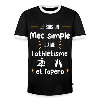 athlétisme apéro mec simple humour - T-shirt contrasté Homme - noir/blanc - Devant - AI Model Female 172 light (172cm) & AI Model Male 178 light (178cm)