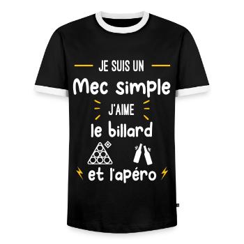 billard boules apéro mec simple humour - T-shirt contrasté Homme - noir/blanc - Devant - AI Model Female 172 light (172cm) & AI Model Male 178 light (178cm)