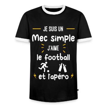football apéro mec simple humour - T-shirt contrasté Homme - noir/blanc - Devant - AI Model Female 172 light (172cm) & AI Model Male 178 light (178cm)