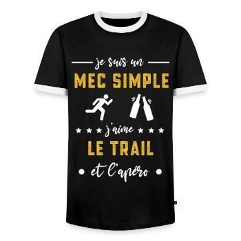 trail mec simple apéro cadeau trailleur - T-shirt contrasté Homme - noir/blanc - Devant - AI Model Female 172 light (172cm) & AI Model Male 178 light (178cm)