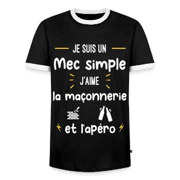 maçonnerie apéro mec simple humour - T-shirt contrasté Homme - noir/blanc - Devant - AI Model Female 172 light (172cm) & AI Model Male 178 light (178cm)