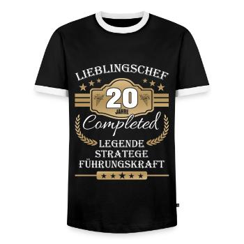 20 Jahre Jubiläum Chef - Männer Kontrast-T-Shirt - Schwarz/Weiß - Vorne - AI Model Female 172 light (172cm) & AI Model Male 178 light (178cm)